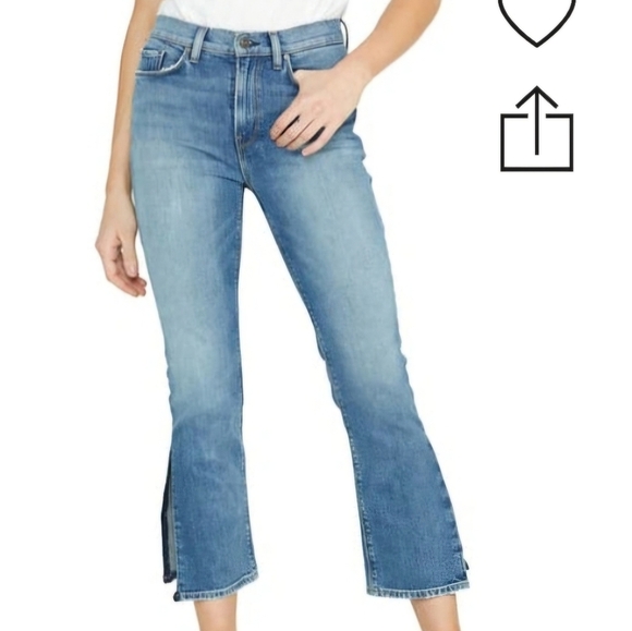 HUDSON HOLLY HIGH-WAIST SIDE SLIT CROP STRAIGHT LEG JEANS IN LONESOME SIZE 32 - Picture 1 of 9